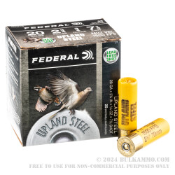 250 Rounds of 20ga Ammo by Federal Upland Steel - 3/4 ounce #7.5 shot