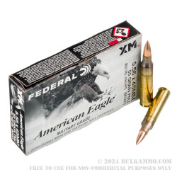 20 Rounds of 5.56x45 Ammo by Federal American Eagle - 55gr FMJBT XM193
