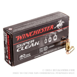 500 Rounds of .40 S&W Ammo by Winchester Super Clean - 120gr Lead-Free FMJ