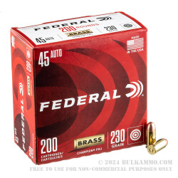 1000 Rounds of .45 ACP Ammo by Federal Champion - 230gr FMJ