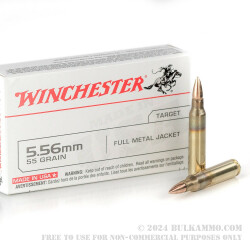 20 Rounds of 5.56x45 Ammo by Winchester - 55gr FMJ