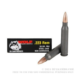500  Rounds of .223 Ammo by Wolf - 55gr FMJ
