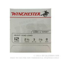 25 Rounds of 12ga Ammo by Winchester USA - 2 3/4" 1 1/8 ounce #8 shot