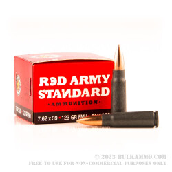 20 Rounds of 7.62x39mm Ammo by Red Army Standard - 123gr FMJ