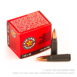 20 Rounds of 7.62x39mm Ammo by Red Army Standard - 123gr FMJ