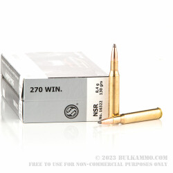 20 Rounds of .270 Win Ammo by Sellier & Bellot - 130gr Nosler Partition