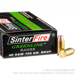 50 Rounds of .40 S&W Ammo by Sinterfire - 105gr Frangible