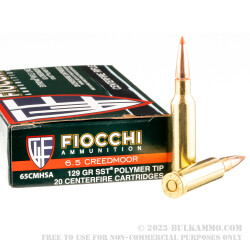 20 Rounds of 6.5 Creedmoor Ammo by Fiocchi - 129gr SST