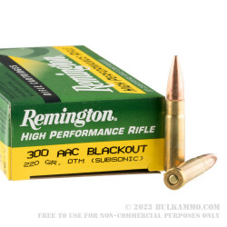 20 Rounds of .300 AAC Blackout Ammo by Remington - 220gr OTM