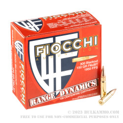 100 Rounds of .300 AAC Blackout Ammo by Fiocchi - 150gr FMJBT