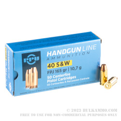 50 Rounds of .40 S&W Ammo by Prvi Partizan - 165gr FMJ