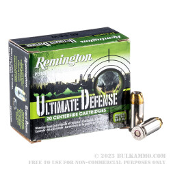 20 Rounds of .40 S&W Ammo by Remington Ultimate Defense - 180gr JHP