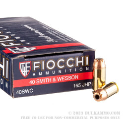 1000 Rounds of .40 S&W Ammo by Fiocchi - 165gr JHP