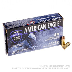 1000 Rounds of 40 S&W Ammo by Federal American Eagle C.O.P.S. - 180gr FMJ