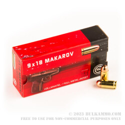 1000 Rounds of 9x18mm Makarov Ammo by GECO - 95gr FMJ