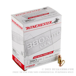 200 Rounds of .380 ACP Ammo by Winchester USA - 95gr FMJ