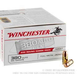 1000 Rounds of .380 ACP Ammo by Winchester - 95gr FMJ