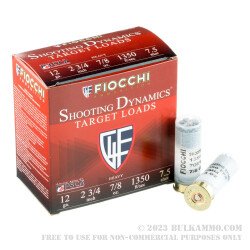 250 Rounds of 12ga Ammo by Fiocchi - 7/8 ounce #7.5 shot