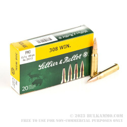 500 Rounds of .308 Win Ammo by Sellier & Bellot - 180gr FMJ