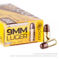 50 Rounds of 9mm Ammo by Polycase - 65gr RNP