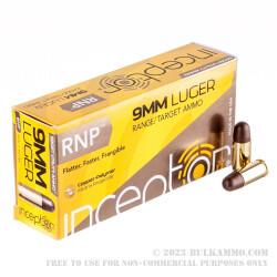 50 Rounds of 9mm Ammo by Polycase - 65gr RNP