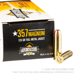1000 Rounds of .357 Mag Ammo by Armscor USA - 125gr FMJ