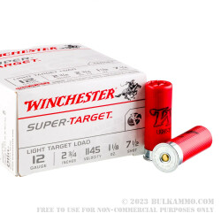 250 Rounds of 12ga Ammo by Winchester Super-Target - 2-3/4" 1 1/8 ounce #7 1/2 shot