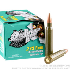 500  Rounds of .223 Ammo by Brown Bear - 62gr HP