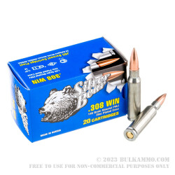 20 Rounds of .308 Win Ammo by Silver Bear - 145gr FMJ