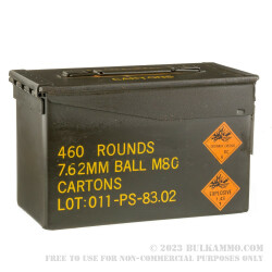 460 Rounds of 7.62x51mm Ammo in Ammo Can by PMC - 146gr FMJ