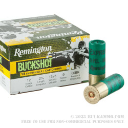 250 Rounds of 12ga Ammo by Remington - 2-3/4" 00 Buck