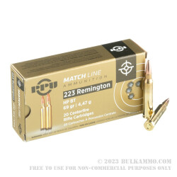 20 Rounds of .223 Ammo by Prvi Partizan Match - 69gr HPBT