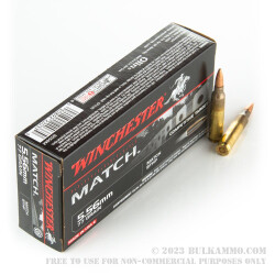 20 Rounds of 5.56x45 Ammo by Winchester Match - 77gr HPBT