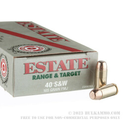 50 Rounds of .40 S&W Ammo by Estate Cartridge - 165gr FMJ