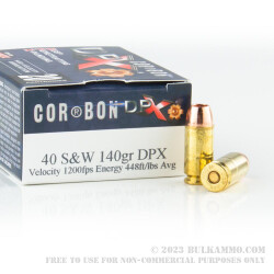 20 Rounds of .40 S&W Ammo by Corbon - 140gr DPX