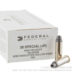 50 Rounds of .38 Spl +P Ammo by Federal - 158gr LSWCHP 