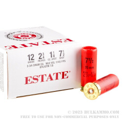 250 Rounds of 12ga Ammo by Estate Cartridge - 2 3/4" 1 1/8 ounce #7 1/2 shot