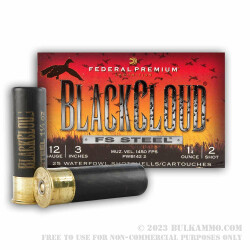 250 Rounds of 12ga 3" Ammo by Federal Black Cloud - 1 1/4 ounce #2 Shot (Steel)