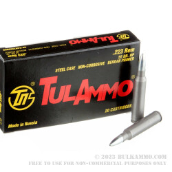 20 Rounds of .223 Ammo by Tula - 55gr HP