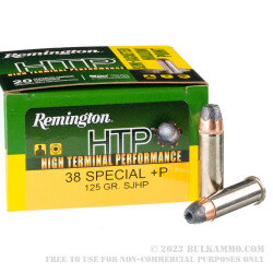 500 Rounds of .38 Spl +P Ammo by Remington HTP - 125gr SJHP