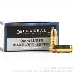 20 Rounds of 9mm Ammo by Federal Personal Defense - 115gr JHP