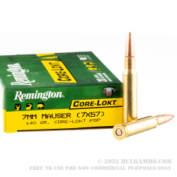 20 Rounds of 7x57mm Mauser Ammo by Remington - 140gr PSP