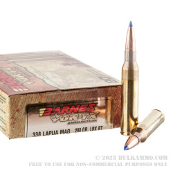 20 Rounds of .338 Lapua Ammo by Barnes VOR-TX - 280 gr LRX Polymer Tipped
