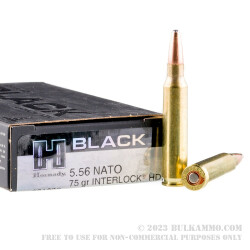 200 Rounds of 5.56x45 Ammo by Hornady BLACK - 75gr InterLock HD SBR