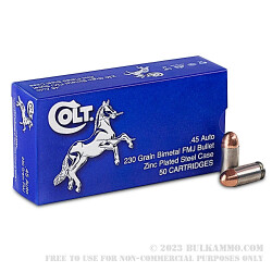 50 Rounds of .45 ACP Ammo by Colt - 230gr FMJ