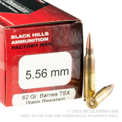 500 Rounds of 5.56x45 Ammo by Black Hills Ammunition - 62gr TSX
