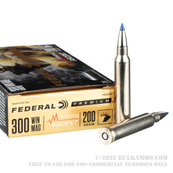20 Rounds of .300 Win Mag Ammo by Federal - 200gr Terminal Ascent