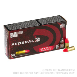 50 Rounds of 9mm Ammo by Federal Syntech - 115gr Total Synthetic Jacket