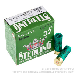 250 Rounds of 12ga Ammo by Sterling - 1-1/8 ounce #8 shot