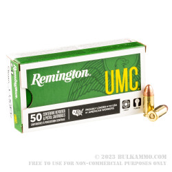 50 Rounds of 9mm Ammo by Remington UMC - 115gr FMJ